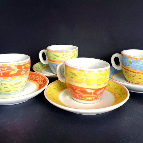 Designer Porcelain Espresso Cup & Saucer 4 Sets Maxwell Williams coastal coffee - Picture 3 of 8